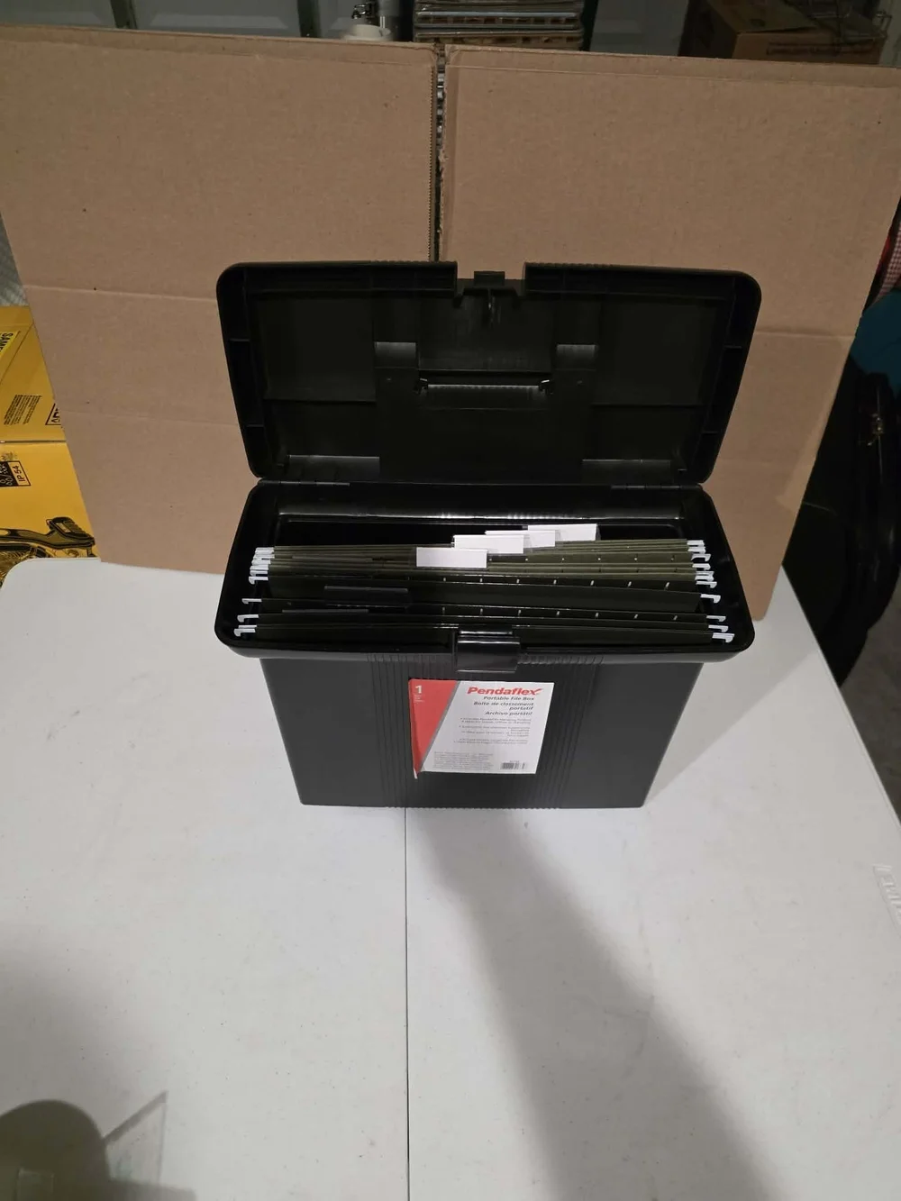 Black Portable File Box with Handle